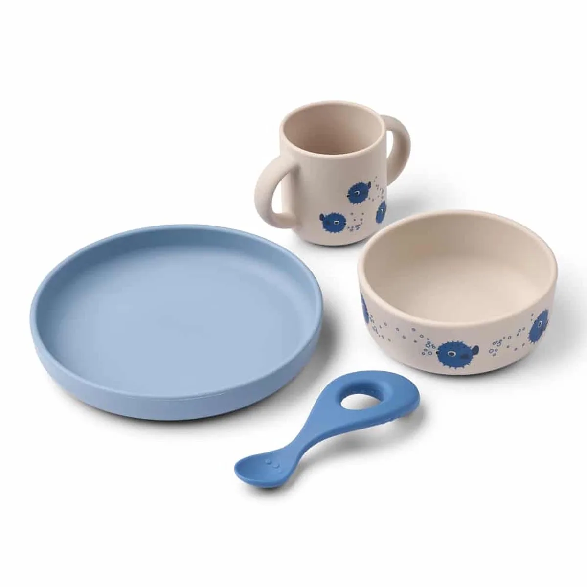 Kinderservies Set Vivi Pufferfish Sandy de Liewood en Print – photo produit
