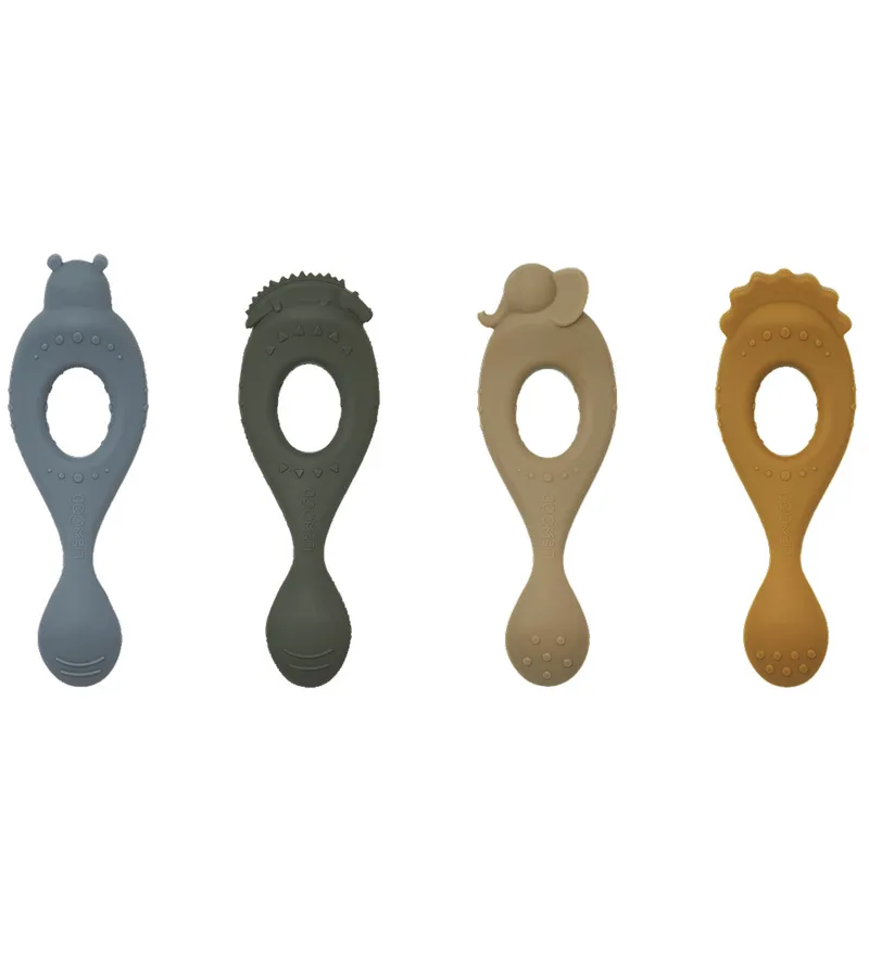 Lepels - Silicone - Liva - 4-pack - Safari/Blue Multi Mi de Liewood – photo produit