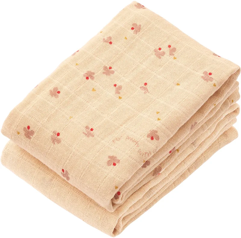 Lewis Muslin Cloth 2‑Pack - Mini Butterfly / Apple Blossom Mix de Liewood en Orange – photo produit
