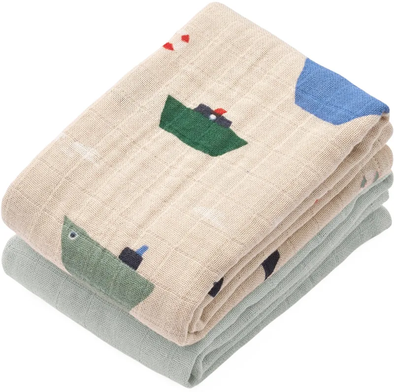 Lewis Muslin Cloth 2‑Pack - Sailing / Dove Blue Mix de Liewood en Bleu – photo produit