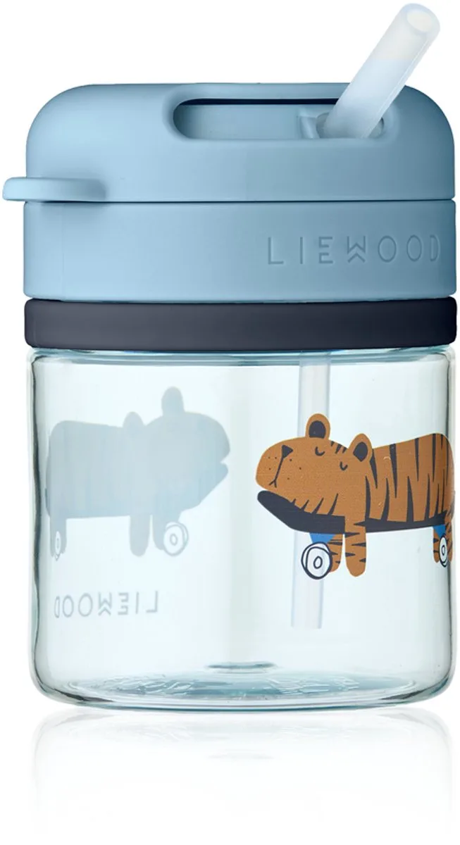 Tasse avec paille Pavia Fun-beach blue, 28 cl de Liewood en Bleu – photo produit