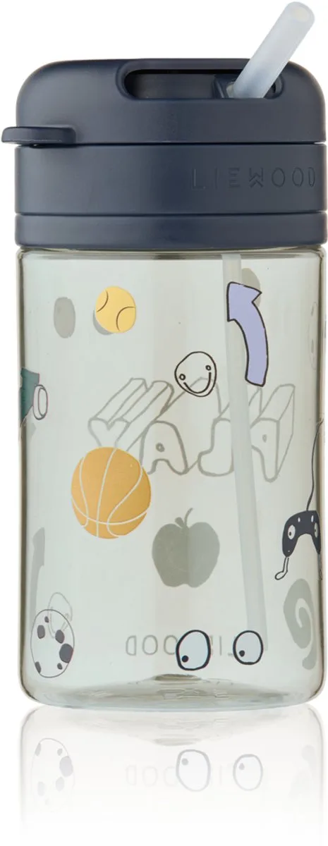 Pavia Tritan rietjesbeker - Play / Dusty Peppermint - 500 ml van Liewood in Donkerblauw – productfoto
