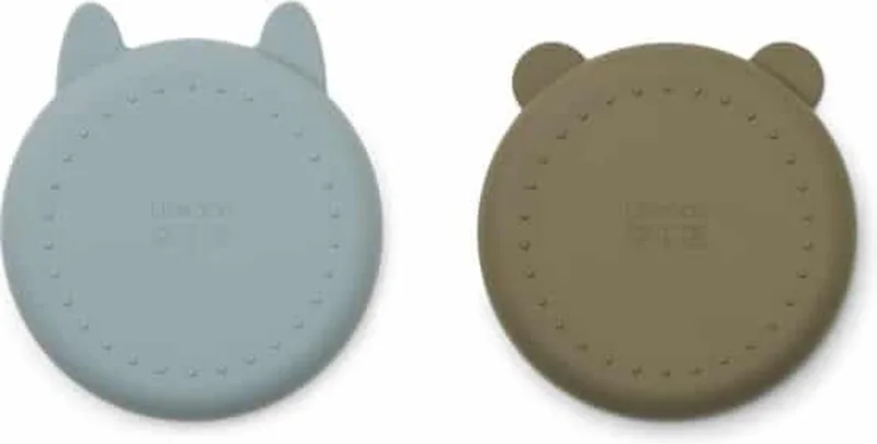 Siliconen borden Gordon mr bear blue fog khaki mix von Liewood in Blau, Grün – Produktfoto