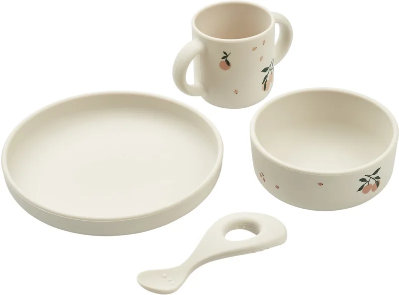 Siliconen Kinderservies Vivi - Servies en bestek van Liewood in Peach Sea Shell Mix – productfoto