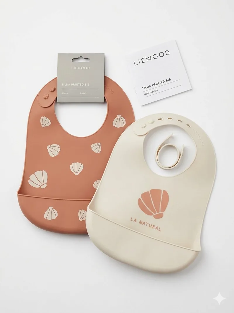siliconen slabbetje, 2 stuks - Tilda, Kleur: Shell / Licht Toscane van Liewood in Shell, Licht Toscane – productfoto