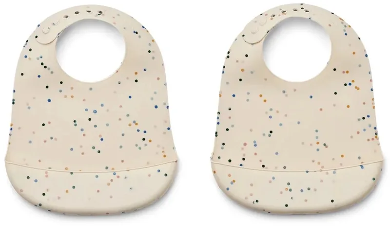 siliconen slabbetje, 2 stuks - Tilda, Kleur: Splash dots / Schelp van Liewood – productfoto