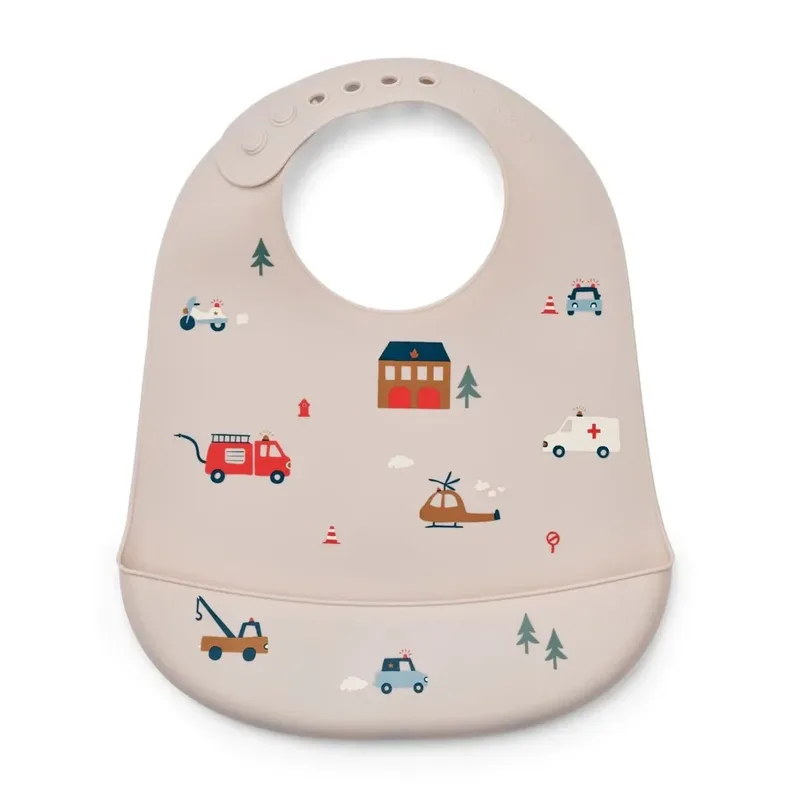 Slabbetje Met Opvangbakje Set van 2 - Tilda Emergency Vehicle / Sandy by Liewood – product photo