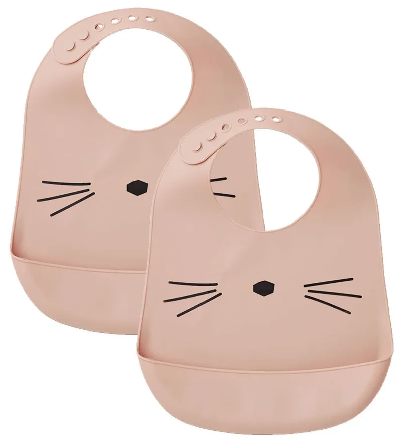 Slabbetjes - 2-pack - Silicone - Tilda - Roze m. Kat de Liewood – photo produit