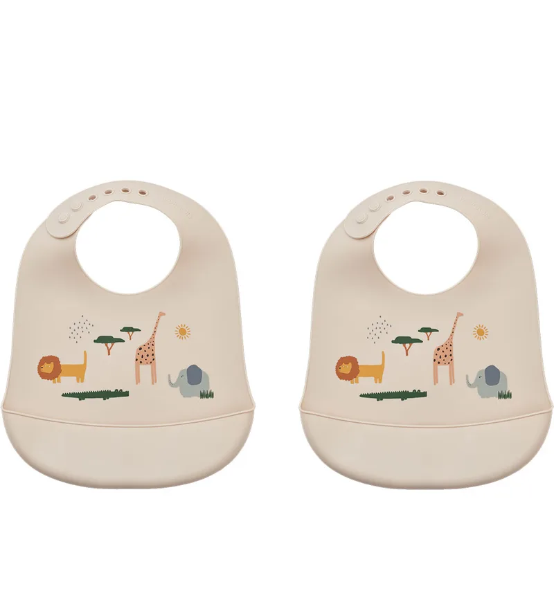 Slabbetjes - 2-pack - Silicone - Tilda - Safari Sandy Mi by Liewood – product photo