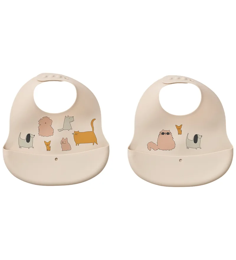 Slabbetjes - Silicone - 2-pack - Ember - Katten Eend Hon by Liewood – product photo