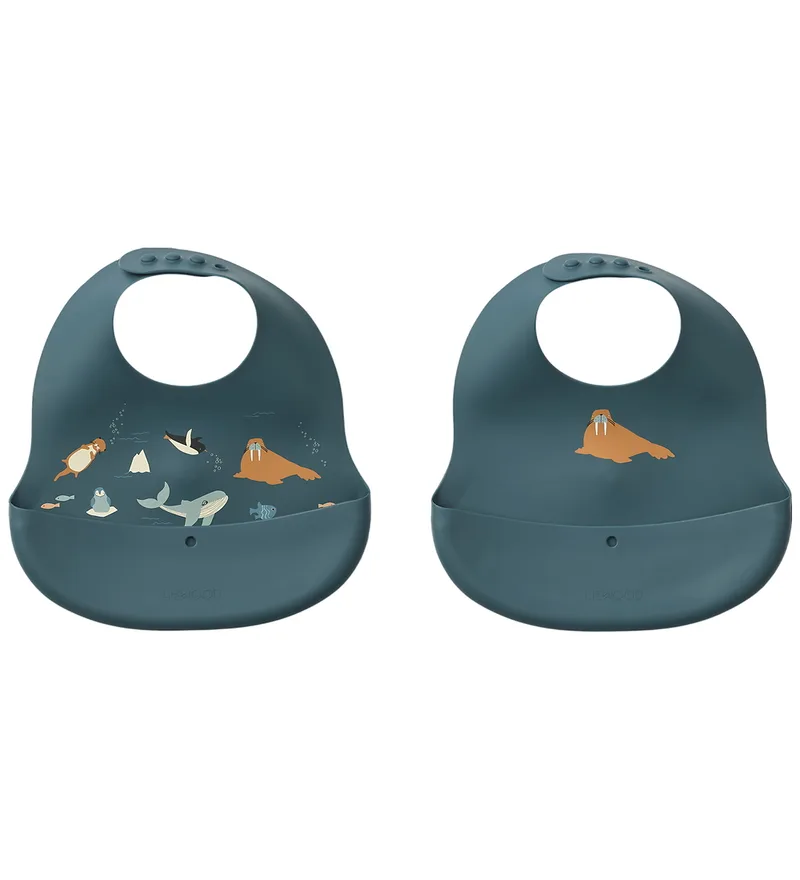Slabbetjes - Silicone - 2-pack - Sintel - Arctic Sea/Oce fra Liewood – produktbillede