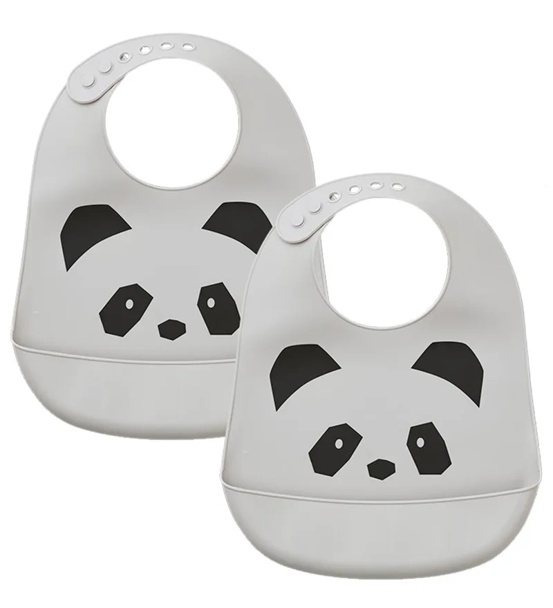 Slabbetjes - Silicone - 2-pack - Tilda - Panda Dumbo Gre by Liewood – product photo