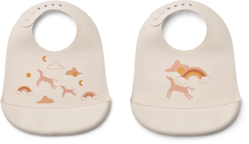 Tilda slabbetjes met print (2 stuks) - Droom / Ecru van Liewood in Roze2 – productfoto