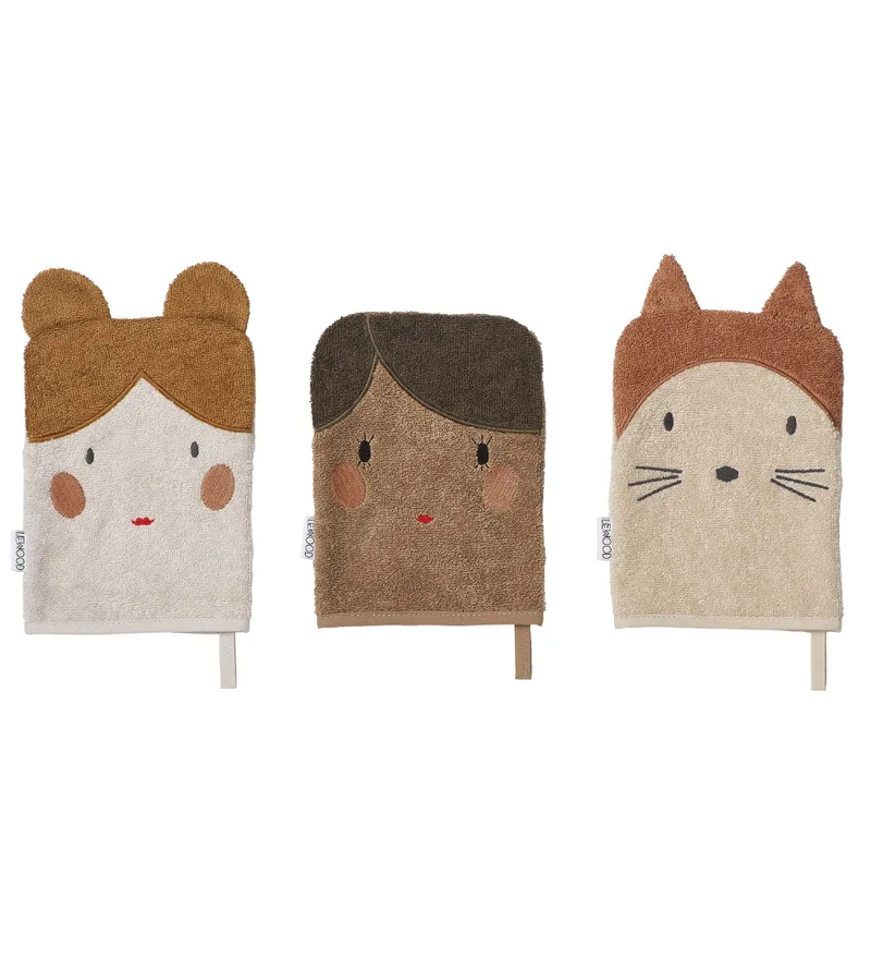 Washandje - 3-pack - Sylvester - Pop/Sandy Mix fra Liewood – produktbillede