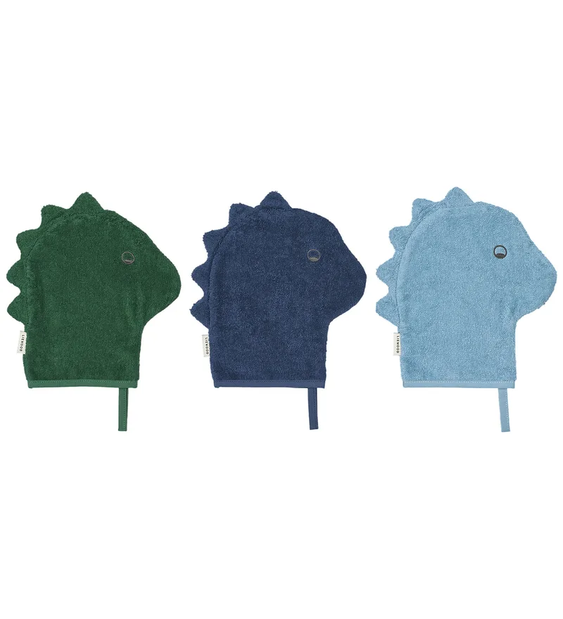 Washandjes - 3-pack - Sylvester - Strand Blue Mix van Liewood – productfoto