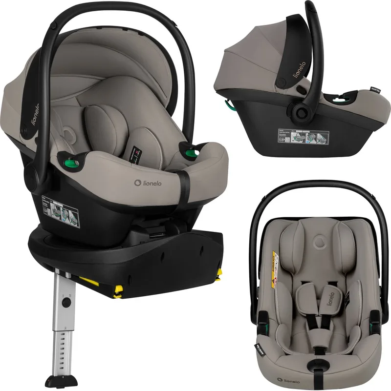 Astrid i-Size Set Plus – Autostoel met 180° Draaibare ISOFIX Base – Baby Autostoeltje 40-87 cm tot 13 kg – RWF – Steunpoot – ADAC 5 Sterren Veiligheid – Memory Foam – Dri-Seat – R129 i-Size de Lionelo en Beige – photo produit