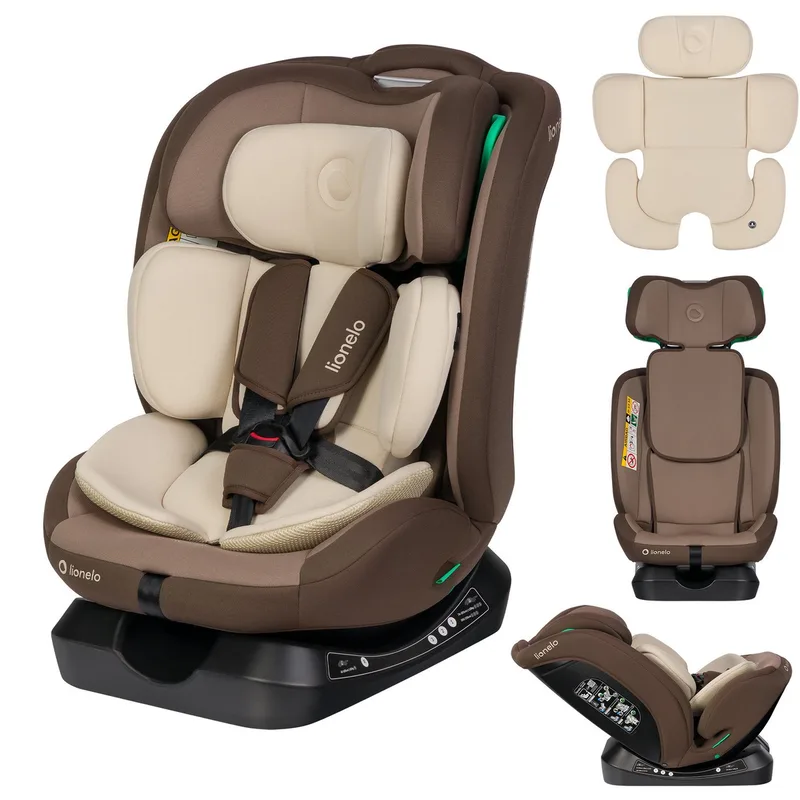 Autokindersitz AART I-SIZE, ab: ab Geburt, bis: 12 Jahre, ab: 40,00 cm, bis: 150,00 cm, (Autositz, Bedienungsanleitung, Verkleinerungseinsatz, Lendeneinsatz, Baby Card), i-SizeBreiter Anpassungsbereich Ein zusätzlicher Seitenschutz 4in1 by Lionelo in Beige, braun – product photo