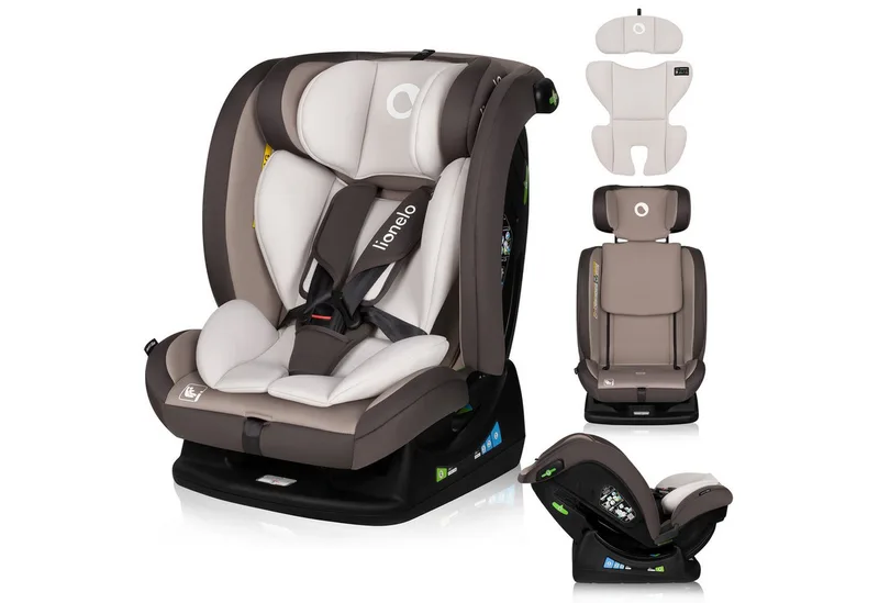 Autokindersitz ART I-SIZE, ab: ab Geburt, bis: bis 12 Jahren, ab: 40 cm, bis: 150 cm, (Kindersitz von der Geburt bis zum Alter von 12 Jahren), i-Size/40–150cm/MemoryFoam/13x Kopfstütze/3-Punkt-Gurt fra Lionelo i Beige – produktbillede