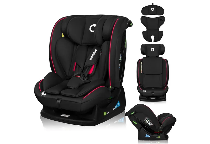 Autokindersitz ART I-SIZE, ab: ab Geburt, bis: bis 12 Jahren, ab: 40 cm, bis: 150 cm, (Kindersitz von der Geburt bis zum Alter von 12 Jahren), i-Size/40–150cm/MemoryFoam/13x Kopfstütze/3-Punkt-Gurt från Lionelo i Schwarz – produktbild