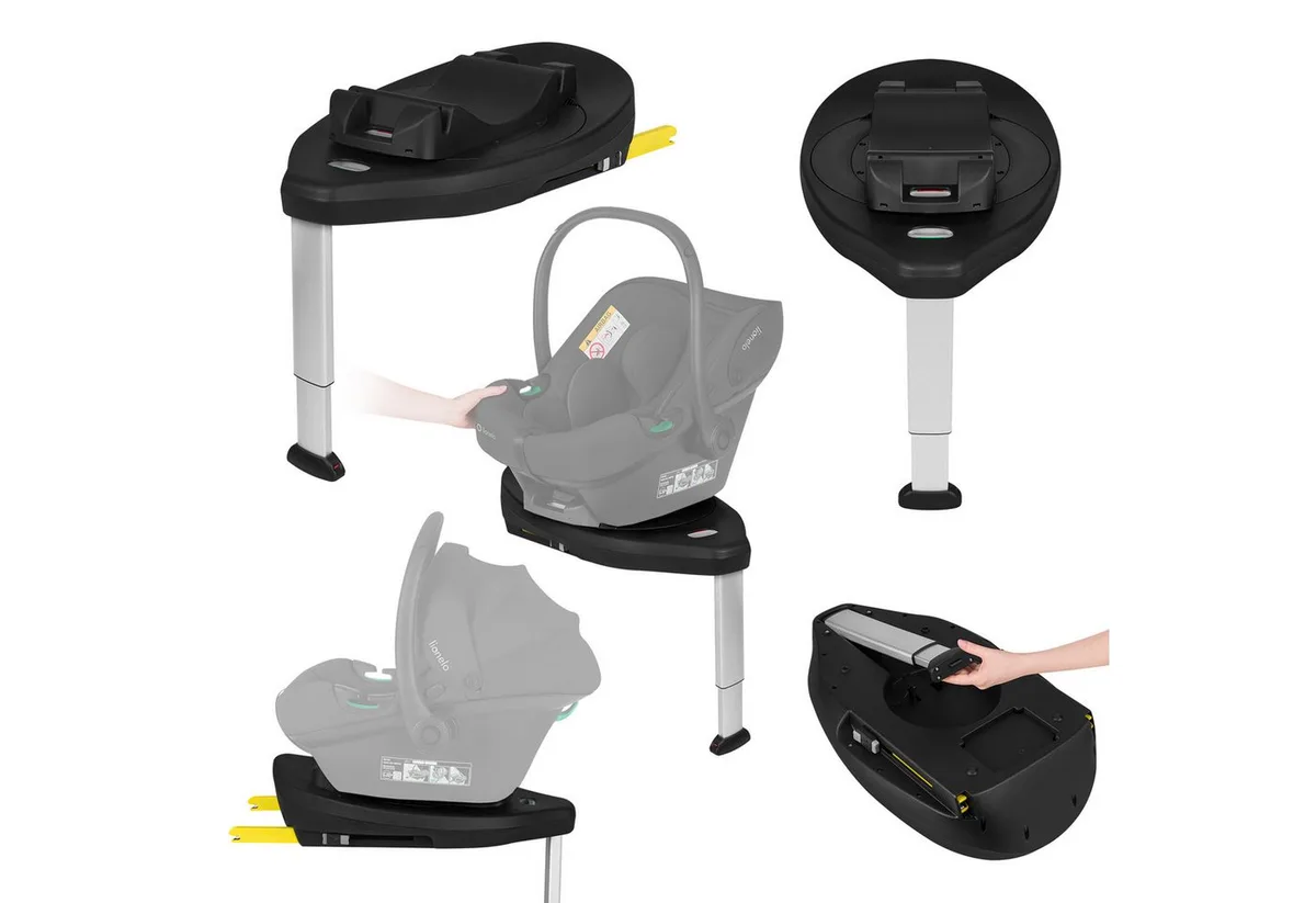 Autokindersitz ASTRID I-SIZE SET PLUS, ab: ab Geburt, bis: bis ca. 2 Jahre, ab: 40 cm, bis: 87 cm, (Babyschale + drehbare ISOFIX-Basis), 180°Drehung/Memory Foam/Dri-Seat/Seitenaufprallschutz/ISOFIX by Lionelo in Black – product photo