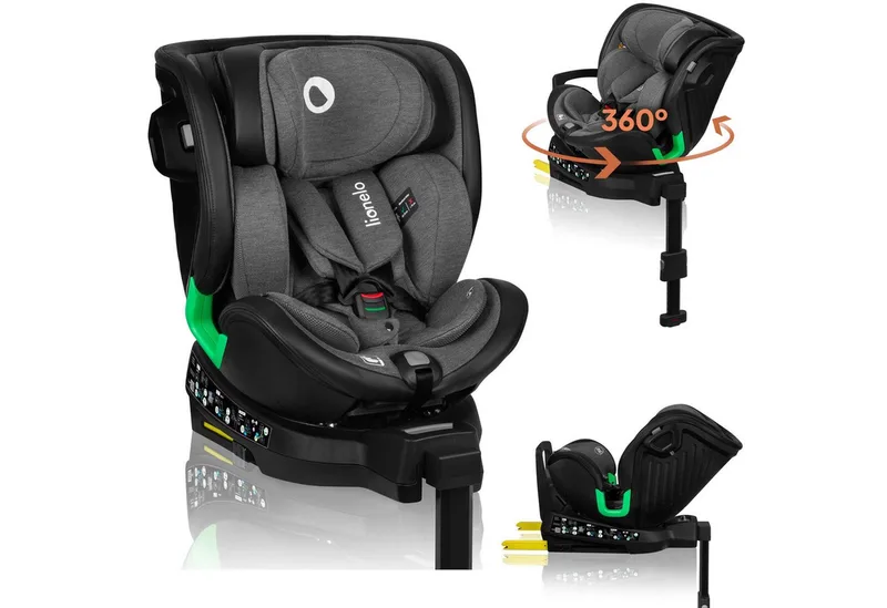 Autokindersitz HARMONY I-SIZE, ab: ab Geburt, bis: bis 12 Jahren, ab: 40,00 cm, bis: 150,00 cm, (Set), Basis 360'/ISOFIX/i-SIze/Gürtelalarm/viele Annehmlichkeiten de Lionelo en Grau – photo produit