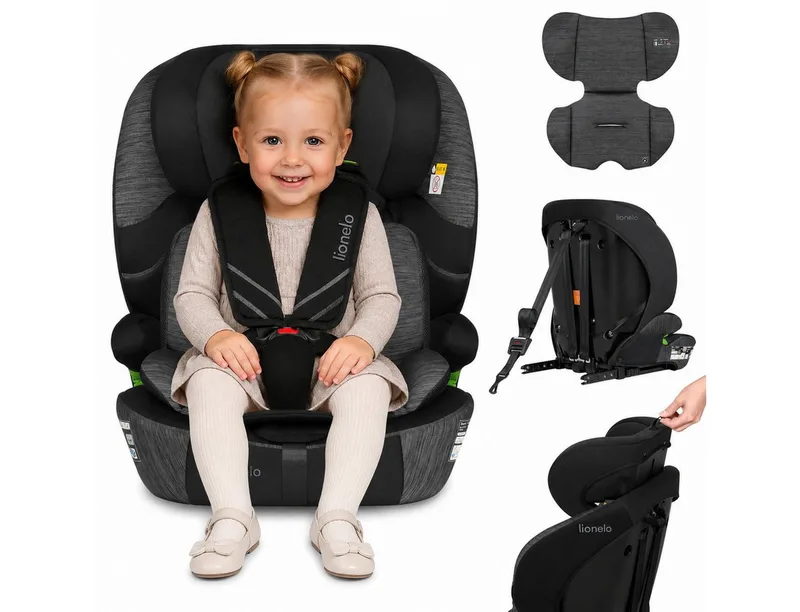 Autokindersitz LEVI FIX I-SIZE, ab: ab 15 Montaen, bis: Bis ca. 12 Jahre (150 cm), ab: 76 cm, bis: 150 cm, (Set), Dri-Seat/ISOFIX/TopTether/Reduziereinsatz/Komfort från Lionelo i Grau – produktbild