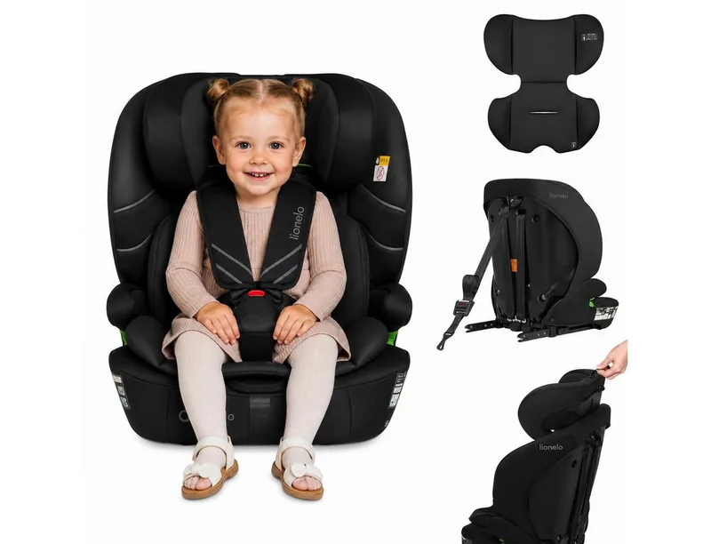 Autokindersitz LEVI FIX I-SIZE, ab: ab 15 Montaen, bis: Bis ca. 12 Jahre (150 cm), ab: 76 cm, bis: 150 cm, (Set), Dri-Seat/ISOFIX/TopTether/Reduziereinsatz/Komfort från Lionelo i Schwarz – produktbild