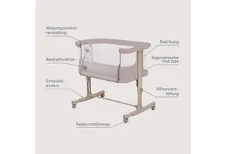 Baby-Reisebett AURORA, 3-in-1: Beistellbett, Babywiege, freistehendes Babybett by Lionelo in Beige – product photo 2 of 3