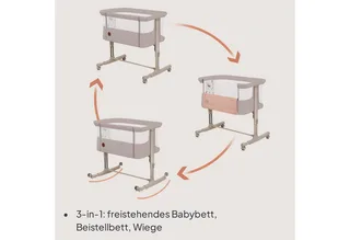 Baby-Reisebett AURORA, 3-in-1: Beistellbett, Babywiege, freistehendes Babybett by Lionelo in Beige – product photo 3 of 3