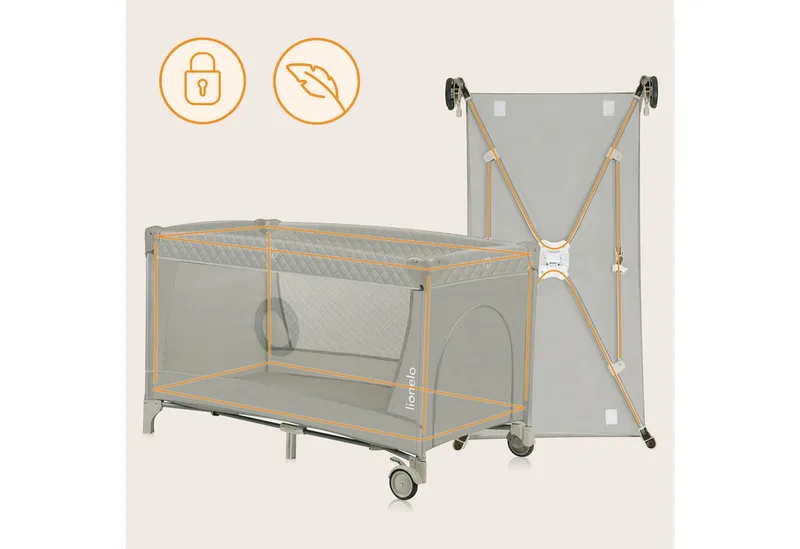 Baby-Reisebett FLOWER, 4in1:Laufstall Baby, Wickeltisch, Zwei Matratzenaufhängungshöhen by Lionelo in Beige – product photo 2 of 5