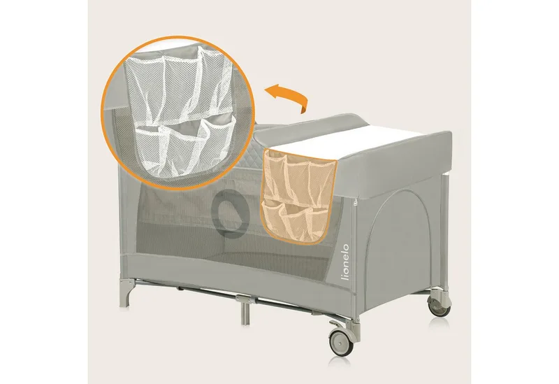 Baby-Reisebett FLOWER, 4in1:Laufstall Baby, Wickeltisch, Zwei Matratzenaufhängungshöhen by Lionelo in Beige – product photo 4 of 5