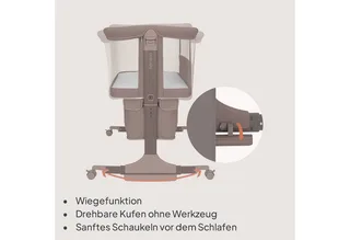 Baby-Reisebett JODIE, 3in1 Beistell/freistehend/Wiege/6 Stufen/Netzseiten/4 Rollen by Lionelo in Beige – product photo 4 of 4