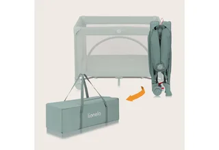Baby-Reisebett LAURA, Kompakt/Bodeneinstieg/2 Matratzenhöhen/Rollen mit Bremsen by Lionelo in Green – product photo 4 of 4