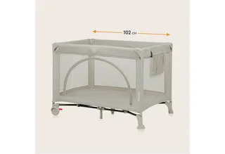 Baby-Reisebett LAURA, Kompakt/Bodeneinstieg/2 Matratzenhöhen/Rollen mit Bremsen by Lionelo in Beige – product photo 3 of 4