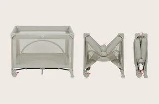 Baby-Reisebett LAURA, Kompakt/Bodeneinstieg/2 Matratzenhöhen/Rollen mit Bremsen by Lionelo in Beige – product photo 2 of 4