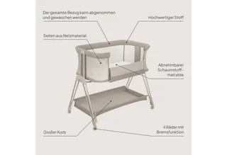 Baby-Reisebett LUNA, 2in14 Rädern mit Bremse6-stufige Höhenverstellung von Lionelo in Beige – Produktfoto 2 von 5