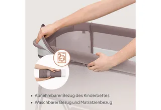 Baby-Reisebett LUNA, 2in14 Rädern mit Bremse6-stufige Höhenverstellung von Lionelo in Beige – Produktfoto 5 von 5