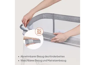 Baby-Reisebett LUNA, 2in14 Rädern mit Bremse6-stufige Höhenverstellung von Lionelo in Grau – Produktfoto 5 von 5