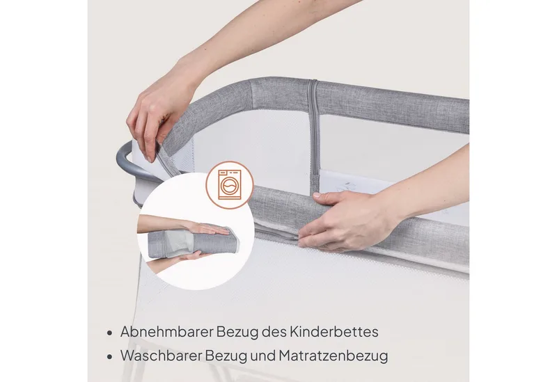 Baby-Reisebett LUNA, 2in14 Rädern mit Bremse6-stufige Höhenverstellung von Lionelo in Grau – Produktfoto 5 von 5