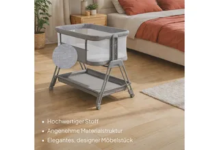 Baby-Reisebett LUNA, 2in14 Rädern mit Bremse6-stufige Höhenverstellung von Lionelo in Grau – Produktfoto 3 von 5