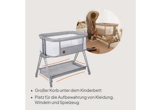 Baby-Reisebett LUNA, 2in14 Rädern mit Bremse6-stufige Höhenverstellung von Lionelo in Grau – Produktfoto 4 von 5