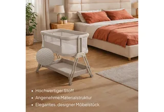 Baby-Reisebett LUNA, 2in14 Rädern mit Bremse6-stufige Höhenverstellung von Lionelo in Beige – Produktfoto 3 von 5