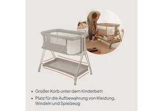 Baby-Reisebett LUNA, 2in14 Rädern mit Bremse6-stufige Höhenverstellung von Lionelo in Beige – Produktfoto 4 von 5