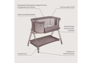 Baby-Reisebett LUNA, 2in14 Rädern mit Bremse6-stufige Höhenverstellung von Lionelo in Beige – Produktfoto 2 von 5