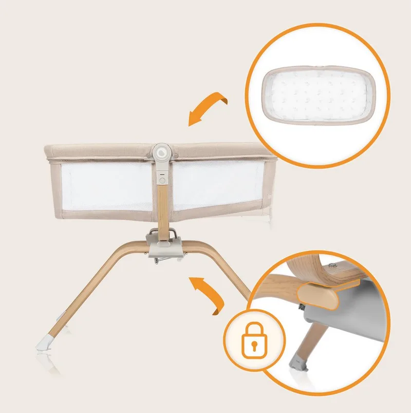 Baby-Reisebett MALIN EVO, 0 bis 9 kg - Matratze - nur 7 kg von Lionelo in Beige – Produktfoto 3 von 5