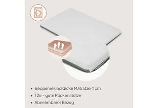 Baby-Reisebett MILA, 2in1/4-cm-Matratze/2 Höhen/360°-Netz/Tasche von Lionelo in Grün – Produktfoto 5 von 5