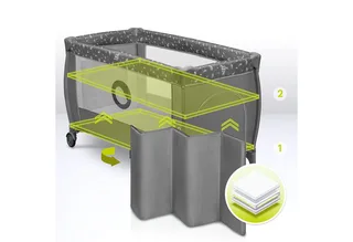 Baby-Reisebett Stefi Plus, 2in1: Babybett & Laufstall , Kompakte Größe , Luftiges Netz by Lionelo in Grey – product photo 2 of 5