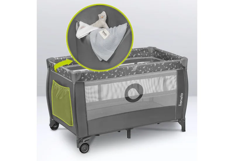 Baby-Reisebett Stefi Plus, 2in1: Babybett & Laufstall , Kompakte Größe , Luftiges Netz by Lionelo in Grey – product photo 4 of 5