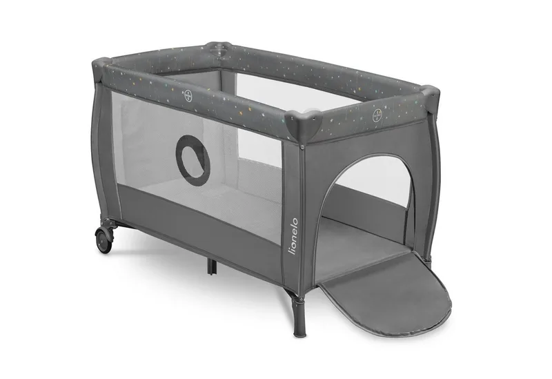 Baby-Reisebett Stefi Plus, 2in1: Babybett & Laufstall , Kompakte Größe , Luftiges Netz by Lionelo in Bunt – product photo