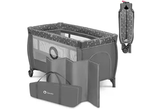 Baby-Reisebett Stefi Plus, 2in1: Babybett & Laufstall , Kompakte Größe , Luftiges Netz by Lionelo in Grey – product photo 1 of 5
